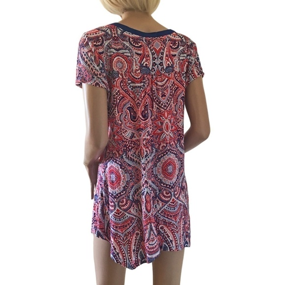 Rxb Paisley 100% Rayon Tunic Top Blouse Shirt Tank Colourful Hi Low Flowy - Picture 5 of 14